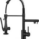 Kitchen Faucets with Pull Down Sprayer Single Handle,Commercial Style Double-Headed Faucet 1/3 Hole with Deck Plate,Matte Black