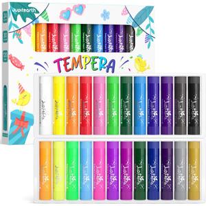 JUPITEARTH Paint Sticks for Kids 24 Colors, Quick Drying, Smooth, Non-Toxic and Washable Tempera Paint Sticks with 120 PDF Coloring Pages and 30 Stickers, Toddler Art Supplies for Drawing (24 Colors (Classic, Neon, Metallic))