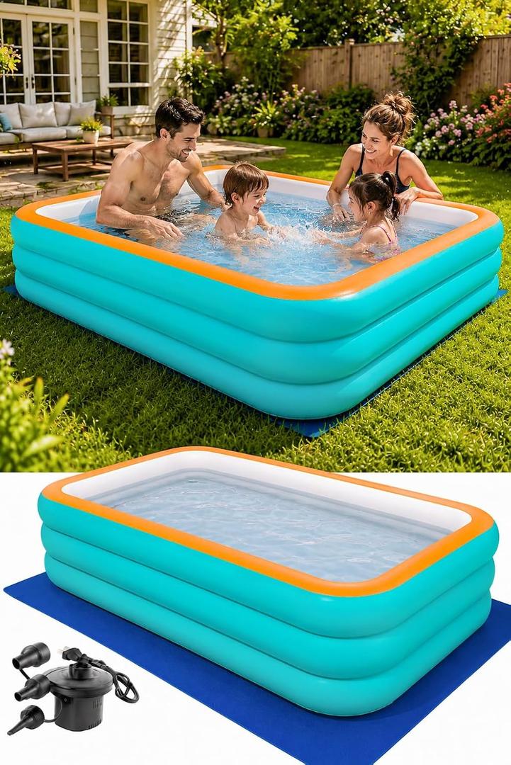 Inflatable Pool for Adults with Pump 102" X 68" X 22"