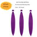 Pre Stretched Braiding Hair Extensions 3 Packs 20 Inch Purple Braiding Hair Synthetic Braids Hair Extension for Women Hot Water Setting(20Inch,III Purple)