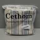 Decorative Boho Throw Pillow Covers, Farmhouse Textured Pillow Case, 18 x 18 Inch Set of 2, Chair Sofa Bedroom Living Room Home Decor Couch Cushion Case, Classic Blue and Beige Striped