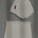 HONGTEYA Toddler Winter Hat Gloves Scarf Set, Kids Baby Beanie Hat Neck Warmer Mittens Fleece Lined Set (6-24 Months, White)