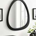 Kate and Laurel McKinder Mid-Century Asymmetrical Wood Wall Mirror; 24 x 28; Black; Decorative Geometric Irregular Mirror with Robust Wooden Frame and Mid-Century Mirror Look