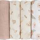 GLLQUEN BABY Receiving Blanket Boy Cotton Muslin Swaddle Blankets Girl Newborn Squares Breathable & Soft Thin Baby Blankets Cloths Double Absorbent Infant Swaddling Wrap - 6 Pack (Sunflower)