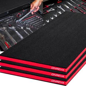 ONREVA Tool Box Foam 22x20x1 inch 3Pack, Foam Inserts for Cases, Polyethylene Storage Sheets for Toolbox Hard Case, Tool Shadow Insert, Kaizen Organizer Sheet, Black with Red