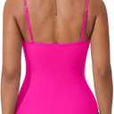 SUUKSESS Women Sexy One Piece Swimsuit Tummy Control Square Neck Bathing Suit (Pink, S)