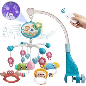 Baby Musical Crib Mobile with Timing Function Projector Lights,StandAlong Rattles and 150 Melodies Music Box with Remote Control for Newborn 024 Months