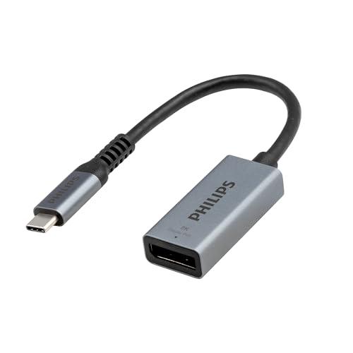 Philips USB C to DisplayPort Adapter, [8K UHD @ 60Hz 4K HD @ 144Hz] Type C USB C Adapter 32.4 Gbps Data Transfer Speed for MacBook Pro MacBook Air, iPad Pro, XPS 15/13, Spectre, Surface, SWL9753S/37