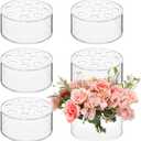 Tanlade Acrylic Floral Centerpiece for Dining Table Decorations Wedding Round Flower Vase Centerpiece Vases Table Low Flower Holder with Holes for Home Birthday Party(6 Pcs,5.51 Inches)