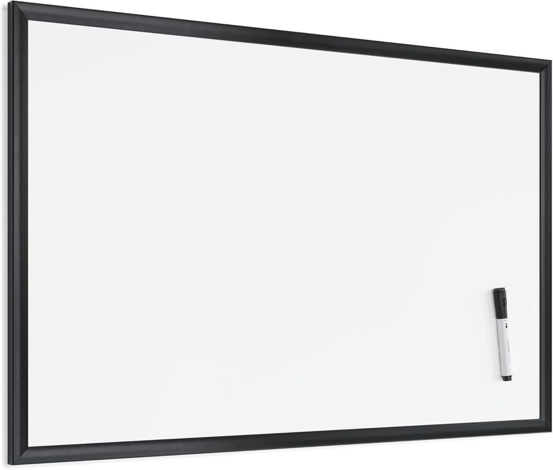 U Brands Magnetic Whiteboard 24" x 36", Black Wood Frame Dry Erase Board, Wall Mounted White Board for Office, Classroom, Home, Planning & Organization