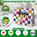 2026 Wall Calendar Diamond Painting Kit - DIY Diamond Art Calendar, 12-Month Flip Wall Calendar, for Holiday Christmas Home Office Decoration