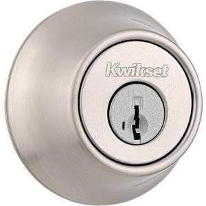 Kwikset 660 Deadbolt Deadbolt Lock, Satin Nickel Round Exterior Keyed Front Entry Door, Pick Resistant SmartKey Rekey Security, Single Cylinder Dead Bolt, with Microban Protection (Round, Satin Nickel)