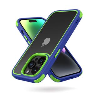 Mobnano for iPhone 14 Pro Crystal Clear Case, with Multicolor Protective Shockproof Bumpers, Not Yellowing Anti Scratch Transparent Hard PC Back & Soft Silicone TPU Frame Cover (Blue/Green)