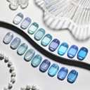JODSONE 9 Blue Jelly Colors Gel Nail Polish Set Base Coat and Top Coat Soft Shimmery Blue Colors DIY Nail Art at Home