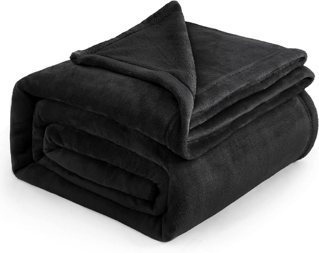 Bedsure GentleSoft Fleece Blankets King Size Black - Bed Blanket Soft Lightweight Plush Cozy Fuzzy Luxury Microfiber, 108x90 inches