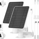 5W Solar Panel for Ring Camera, Solar Panel Charger Compatible with Ring Spotlight Plus/Pro Stick Up Outdoor Cam Battery, 10ft Cable with USBC to Barrel Plug Adapter & MicroUSB Adapter, 2 Pack