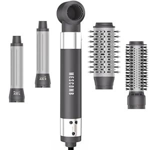 5 in 1 Hair Air Styler - Rotating Brush 110,000 RPM for Fast Drying, Automatic Wrap Curlers for Curling, Frizz-Free Styling Brush for Straightening and Volumizing with No Heat Damage (Gray)