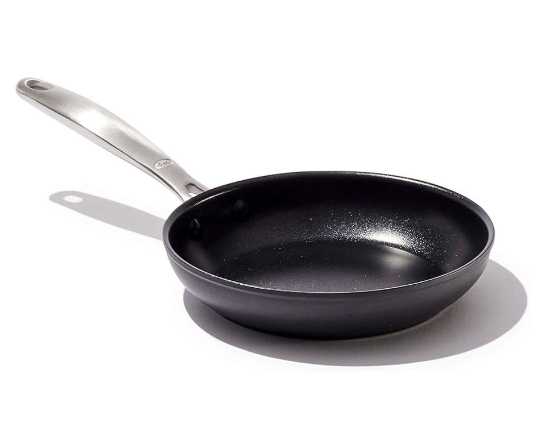 OXO Enhanced 8" Frying Pan Skillet, PFAS-Free Ceramic Nonstick, Durable Hard Anodized Cookware, Scratch Resistant, Stainless Steel Handle, Good Grips, Dishwasher Safe, Oven Safe, Black