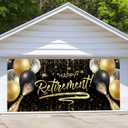 Retirement Garage Door Cover, Black and Golden Glitter Happy Retirement Garage Door Banner 6 x 13 ft Large Indoor Outer Backdrop for Party Photography Photo Props Decor (Independence Day 1)