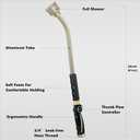 RESTMO Long Watering Wand, 24 Inches Gentle Soft Full Shower Sprayer Wand with Thumb Flow Control, Heavy Duty Metal Hose Wand for Hanging Baskets, Shrubs, Plants, Flowers, Garden and Lawn
