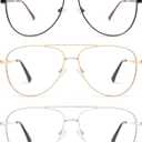 AMOMOMA Trendy Aviator Reading Glasses for Women,Men Blue Light Blocking Computer Readers Retro Metal Frame AM6162 (Black+gold+silver Us)