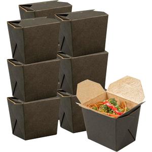 Restaurantware Chinese Take Out Boxes 25 Pack of 8 oz Grease-resistant Party Take Out Food Containers Disposable Stackable Asian Square Black Paper To Go Boxes For Restaurants