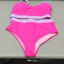 Womens High Waisted Bikini Sets Sporty Crop Top Color Block Swimwear Bandeau Scoop Neck Vintage Two Piece Bathing Suits (Large, Hot Pink)