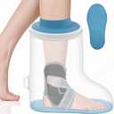 Waterproof Foot Cast Cover for Shower Adults with New Upgraded Non-Slip Padding Bottom, Reusable Ankle Cast Protector for Foot Surgery to Keep Wound & Bandages Dry