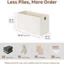 StorageWorks Thin Narrow Baskets for Storage, Small Storage Bins, Fabric Storage Bins with PU Handle, Ideal for Slim Shelves, Clothes, and Toys, Beige, 2-Pack