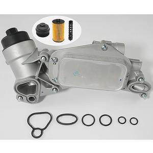 Engine Oil Cooler Filter Housing Assembly Adapter with Gasket, Insert, Cap Compatible with 2008-2019 Chevy Cruze Sonic Malibu Aveo, Buick Cascada, Pontiac G3, Saturn Astra 1.6L 1.8L 25199751 918-432