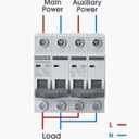 2 x Manual Transfer Switch, 63 Amp 120V/240V AC Dual 2-Pole DIN Rail Mount RV Transfer Switch, Single-Side Interlock Circuit Breaker MTS D2P C63