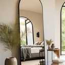 BEVERDY Arched Full Length Mirror - 18"x58" Standing Mirror with Stand or Wall Mounted for Bedroom and Living Room - Black