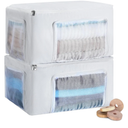 2 Set 22 L Cashmere Sweater Storage Bags with Moth Protection Cedar Rings Breathable & Washable Garment Cotton Bags for Sweaters, Cashmere, Wool, Scarves and More