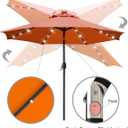 Sunnyglade 9' Solar LED Lighted Patio Umbrella with 8 Ribs/Tilt Adjustment and Crank Lift System (Orange)