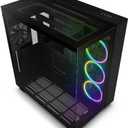 NZXT H9 Elite Dual-Chamber ATX Mid-Tower PC Gaming Case - Includes 3 x 120mm F120 RGB Duo Fans w/ Controller - Glass Front, Top & Side Panels - 360mm Radiator Support - Cable Management - Black