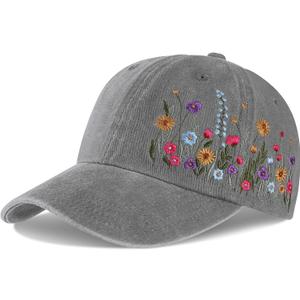 Biggun Trendy Embroidered Baseball Cap for Girls Women Men - Adjustable Soft Breathable Hats for Casual Wear, Elegant Floral