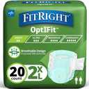 FitRight OptiFit Extra Adult Briefs, Incontinence Diapers with Tabs, Moderate Absorbency, 2XL, 60 to 70", 20 Count