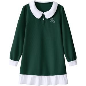 Little Bitty Girls Long Sleeve A-Line Tulle Princess Dress, Midi Length Casual Party Ribbed Knit Top Tulle Skirt 4-13 Years (L)