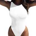 LCNBA Women's Sexy High Neck Sleeveless Bodysuit Basic Top Bodysuit Jumpsuit, M