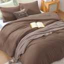 WRENSONGE King Size Comforter Set - 3 Pieces Brown Comforter Prewashed Soft Lightweight for All Seasons,Fluffy Down Alternative Comforter King Size with 2 Pillow Shams