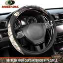 Mossy Oak Camo Steering Wheel Cover - PU Leather and Cotton Twill, Universal Fit 14 1/2 inches to 15 inches - Officially Licensed Product