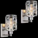 2 Pack 1 Light Crystal Wall Sconce Brushed Nickel Finish Modern Concise Style