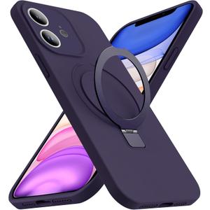 Designed for iPhone 11 Case with Magnetic Invisible Stand Compatible with MagSafe Military-Grade Protection Shockproof Silicone iPhone 11 Phone Cases for Women Men 6.1'' 2019,Purple, Mother Gift