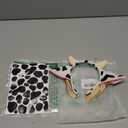 Cow Print Costume Set,Plush Headband with Horns and Bells, Matching Choker for Halloween Cosplay Party Accessories (Black White)