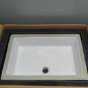 21in Undermount Bathroom Sink Rectangular, 18.5" x 11.8" (internal) Vessel Sink Rectrangle Undermount Bathroom Sink White Ceramic Lavatory Vanity Vessel Sink with Overflow