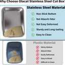 Stainless Steel Litter Box XL, 23.6" X 15.7" X 6" Steel Litter Box,Extra Large Metal Litterbox for Big Cat, Multiple Cats,Non Stick and No Smell, Easy Cleaning