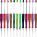16pcs Beadable Ballpoint Pen, Plastic DIY Bead Pens Black Ink Ballpoint Pen with Refills for Kid Students Office School Supplies (8 Colors)