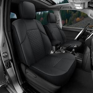 GIANT PANDA Custom Fit Full Set Toyota 4Runner Seat Covers 2011-2024,5 Seats,4 Runner Front&Rear/Back Driver Seat Covers,Faux Leather Stretch Fabric Car Seat Covers Protector Accessories(2-Row,Black)