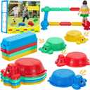 Balance Beams Stepping Stones For Kids - 12 Piece Turtle Jumping Stepping Stones Balance Beams, Toddler Indoor or Outdoor Play Obstacle Course, Stocking Stuffers for Active Kid Ages 2 3 4 5 6 Year Old