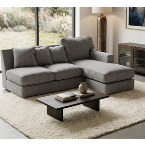 Sectional Couch, Light Blue, 86"L x 38"D x 38"H, 5' Chaise